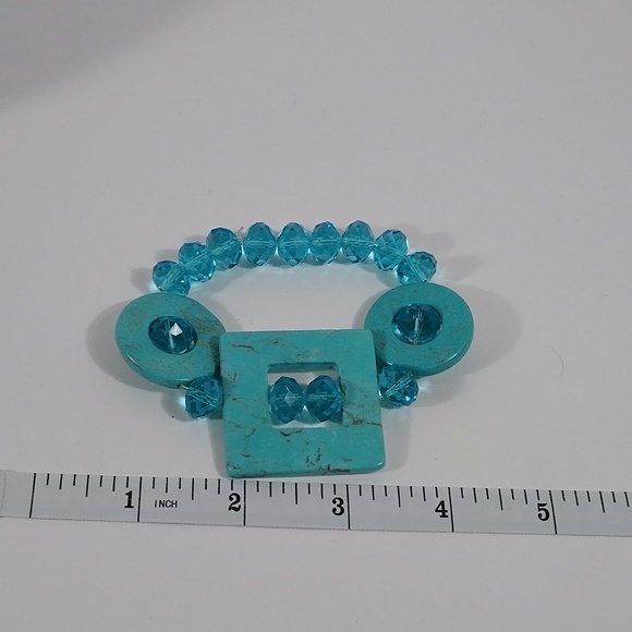 Bracelet Blue Marble Look Beaded Bracelet - Picture 3 of 3